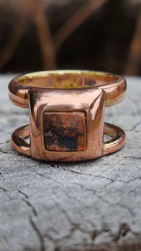 Vitiligo Copper Rhodonite Ring