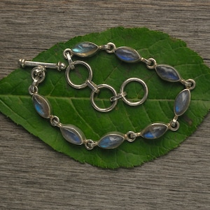 Vintage Sterling Silver Rainbow Moonstone Bracelet