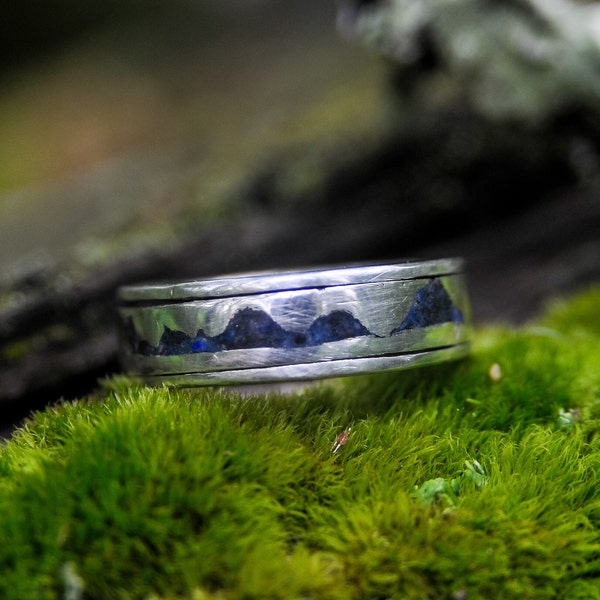 Berg Sterling Silber Lapis Lazuli Inlay Spinner Ring