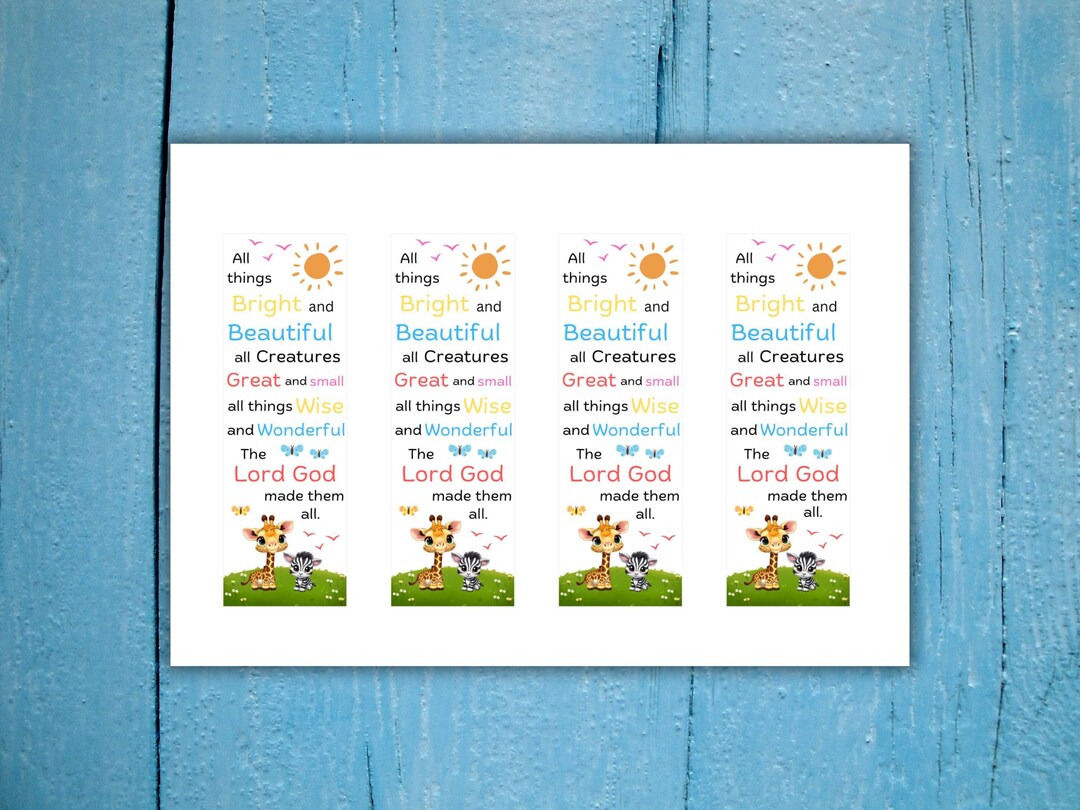Printable Kids Bookmark, Bright and Beautiful Bookmark, Gift for ...