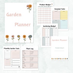 Druckbarer Gartenplaner, Garten Kalender, Planer Planer, Samen Dünger und Budget Journal, PDF, A4