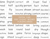 Fifth Grade Sight Words Flashcards: 100 Printable Fry Words (PDF)