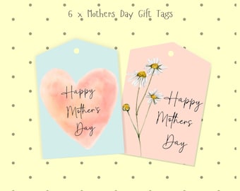 Moederdag cadeau tag, afdrukbaar, Moederdag tag, Happy Mothers Day, 6 afdrukbare cadeau tags, PDF, A4 en US Letter