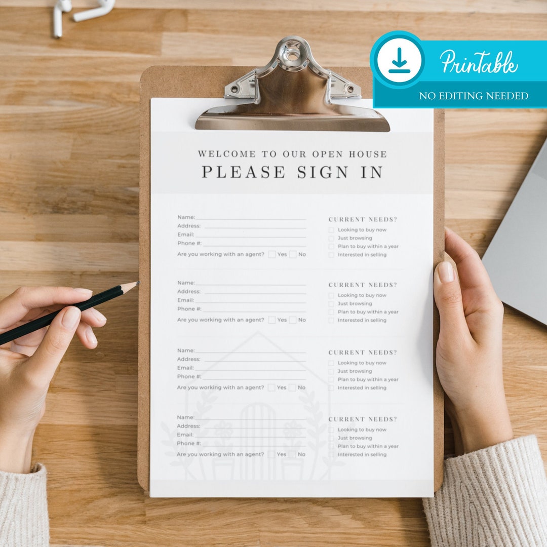 Real Estate Open House Sign-in Sheet