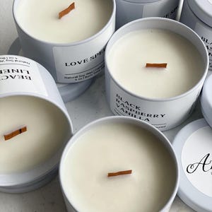 4 oz Soy Candle Favors with Wood Wick: Bulk Wedding, Shower Gift