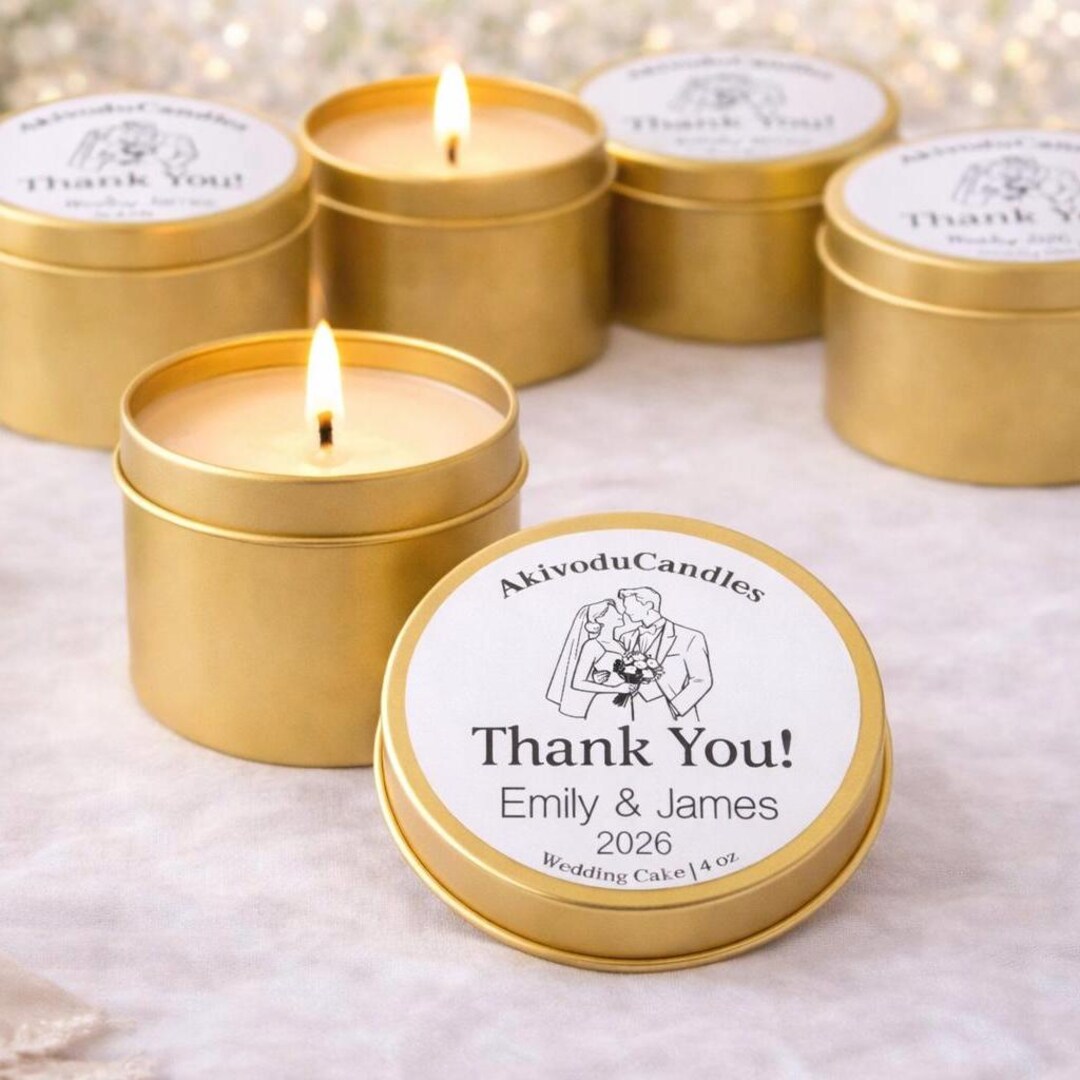 Bulk Personalized Wedding Favor Candles – Soy Wax Thank You Gift, 4oz ...