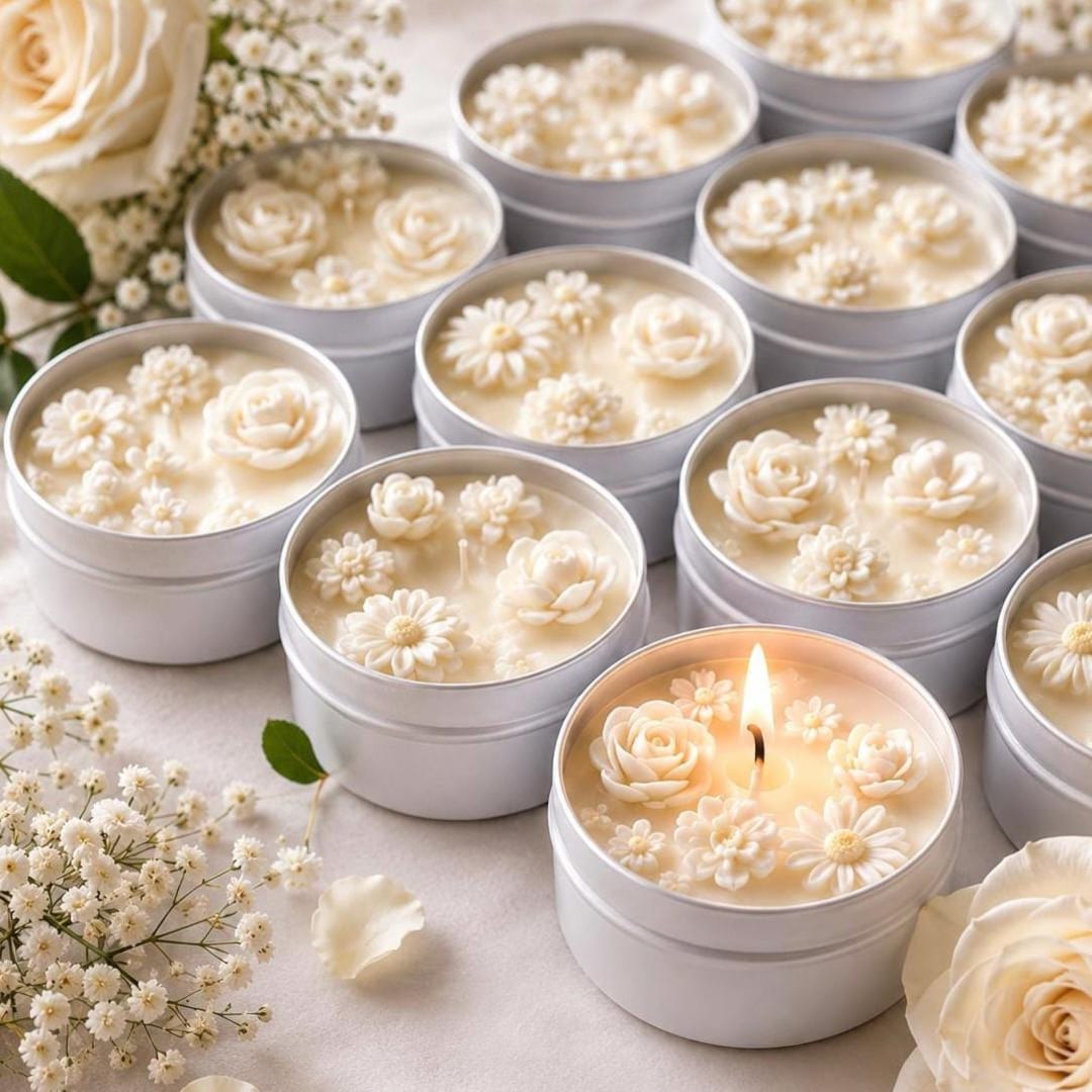 Bulk Soy Candles With Floral Design 2oz – Wedding, Baby Shower Favors ...