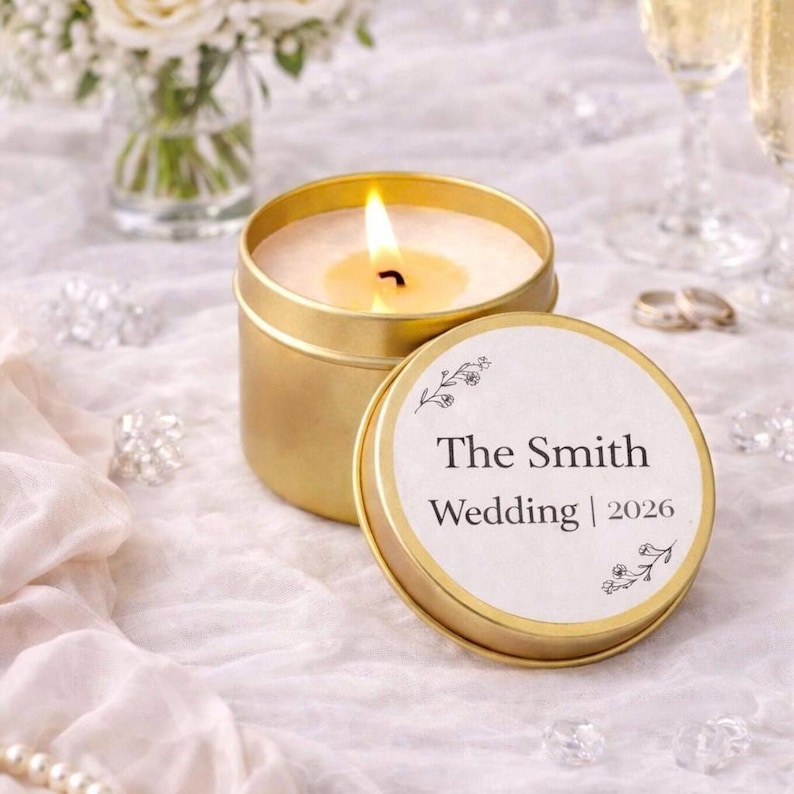 Personalized Wedding Favor Candle: 4 Oz Soy Wax, Custom Label - Etsy