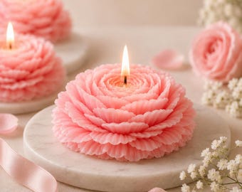 Peony Flower Candle Gift For Her, Wedding and Bridal Favors, Luxury Floral Home-Decor