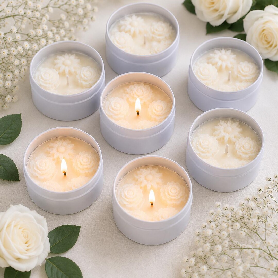 4 Oz Bulk Soy Candle Favors With Flowers: Wedding and Party Favors - Etsy