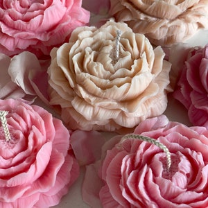 BULK Peony Flower Candles - wedding favors, baby shower favors, birthday gift candle, party favors, bridesmaid gift, wedding gift candle