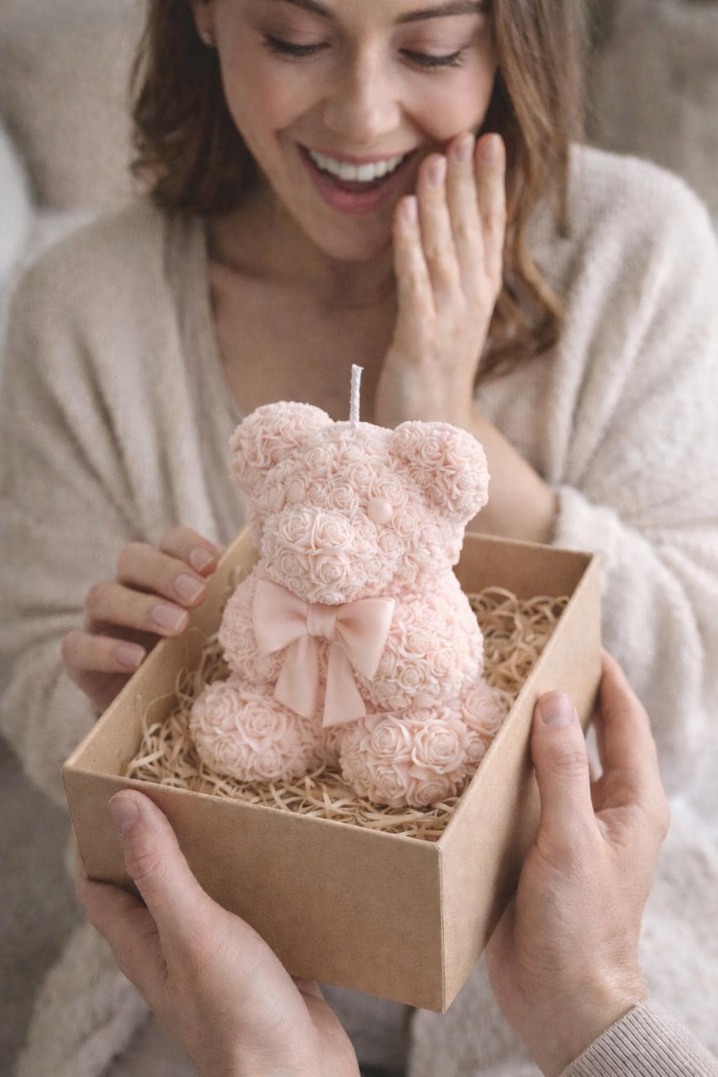 Handmade Rose Teddy Bear Candle – Floral Decorative Gift - Etsy