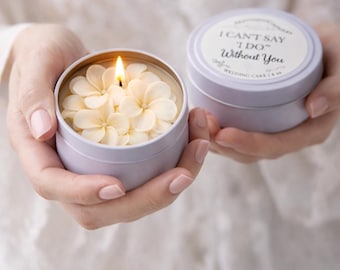 Bridesmaid Proposal Soy Candle with Flower, Bridal Party Favor 4oz