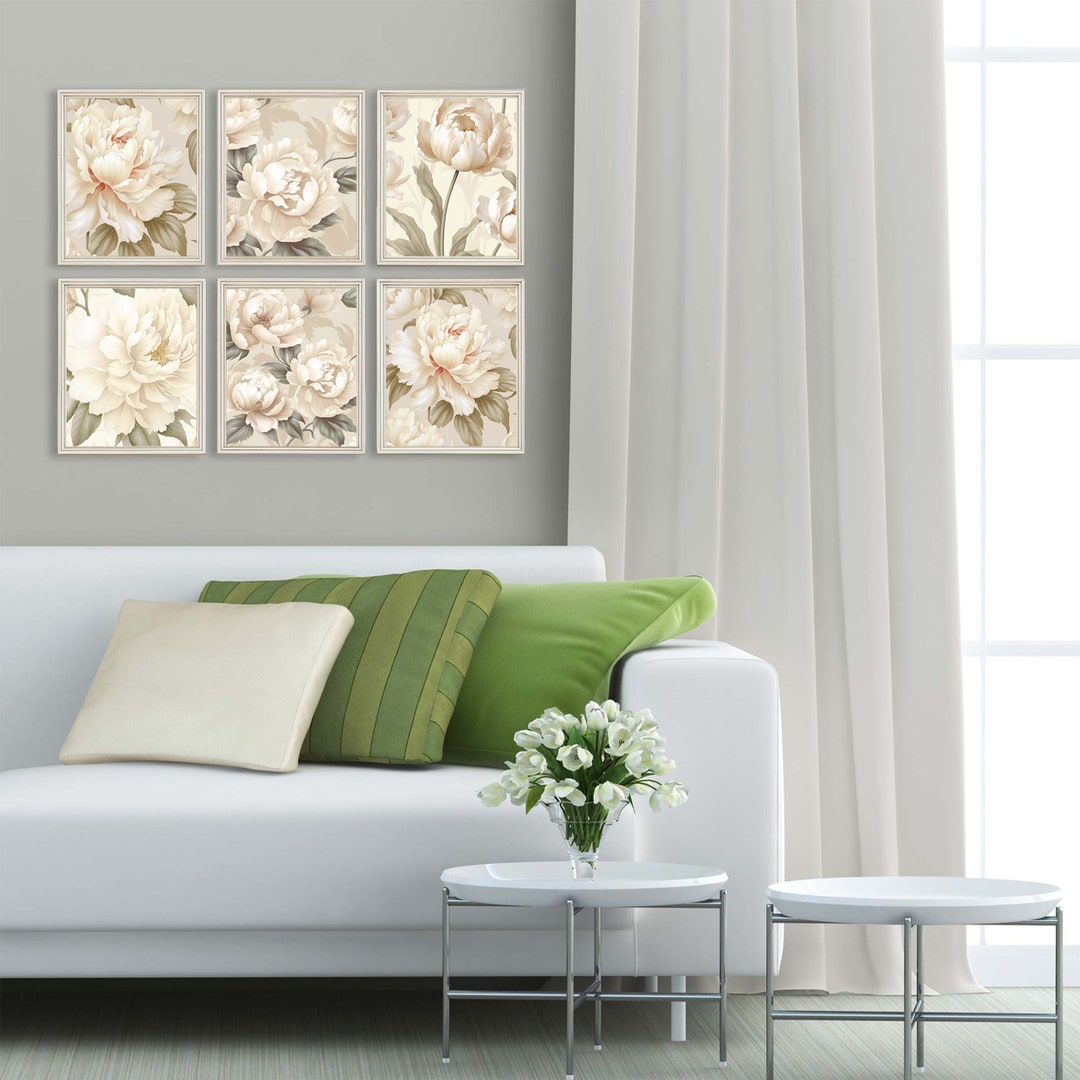 Elegant White Flowers 6-piece Wall Art Set: Transform Your Bedroom With ...
