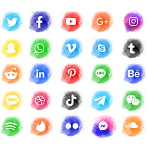Paquete de iconos de redes sociales - Paquete mínimo de iconos de redes sociales - Paquete de 25 paquetes de iconos