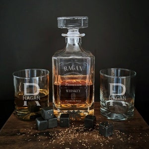 Personalisierte Whisky-Karaffe und Glas-Set | Mit Ihren Namen und Design graviert