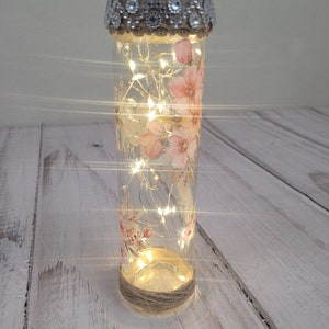 Floral upcycled glass Lamp center piece handmade glass