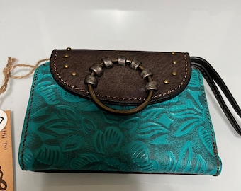 Tony Lama Turquoise Tooling Wristlet/Wallet