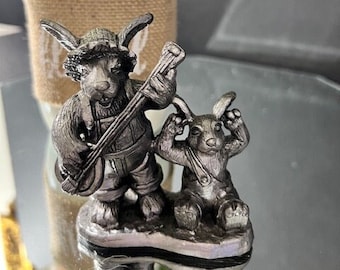 Vintage Michael Ricker &quot;Earnie & Millie&quot; Pewter Figurine