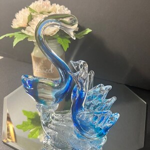 Vintage 3 Swans Hand Blown Art Glass