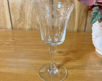 Vintage Floral Etched Crystal Wine/Water Goblet