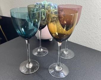 手吹きワイングラス2個 - エーゲ海ブルーの虹彩 - Etsy 日本