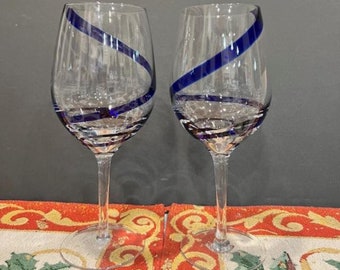 Swirline Cobalt Water Goblets by Pier 1