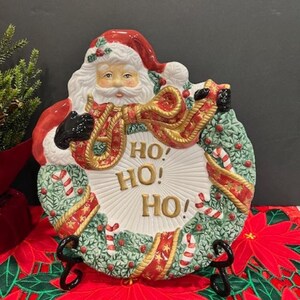 Santa Wreath Canape Plate by Fitz and Floyd - Etsy