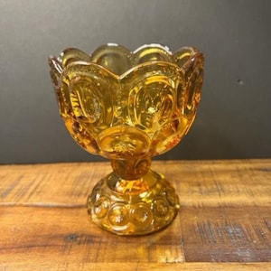 Vintage L.E. Smith Amber Moon & Stars Compote