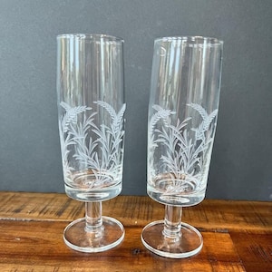 Etched Wheat Stemmed Barware Glasses