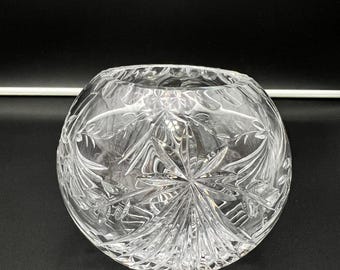 Cuenco de rosas de cristal vintage