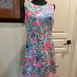 Lilly Pulitzer Pink Tropics in the Groove Mila Stretch Shift Dress Size 4