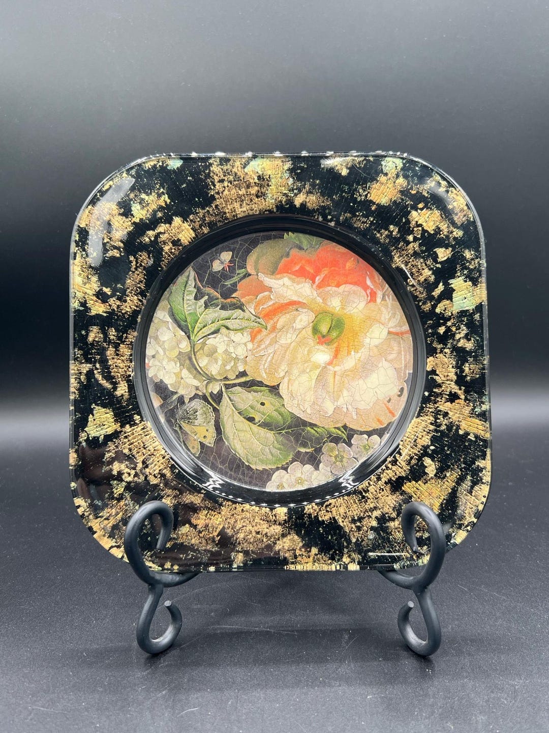 Vintage Lesley Roy Reverse Glass Art Hand Painted Plate - Etsy