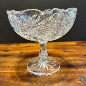 Star of David Cut Crystal Pedestal Bowl