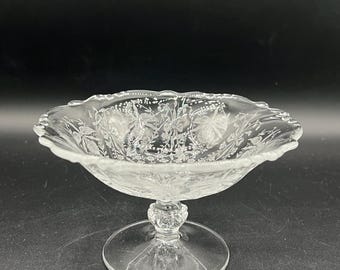 Compota de cristal con forma de orquídea Heisey