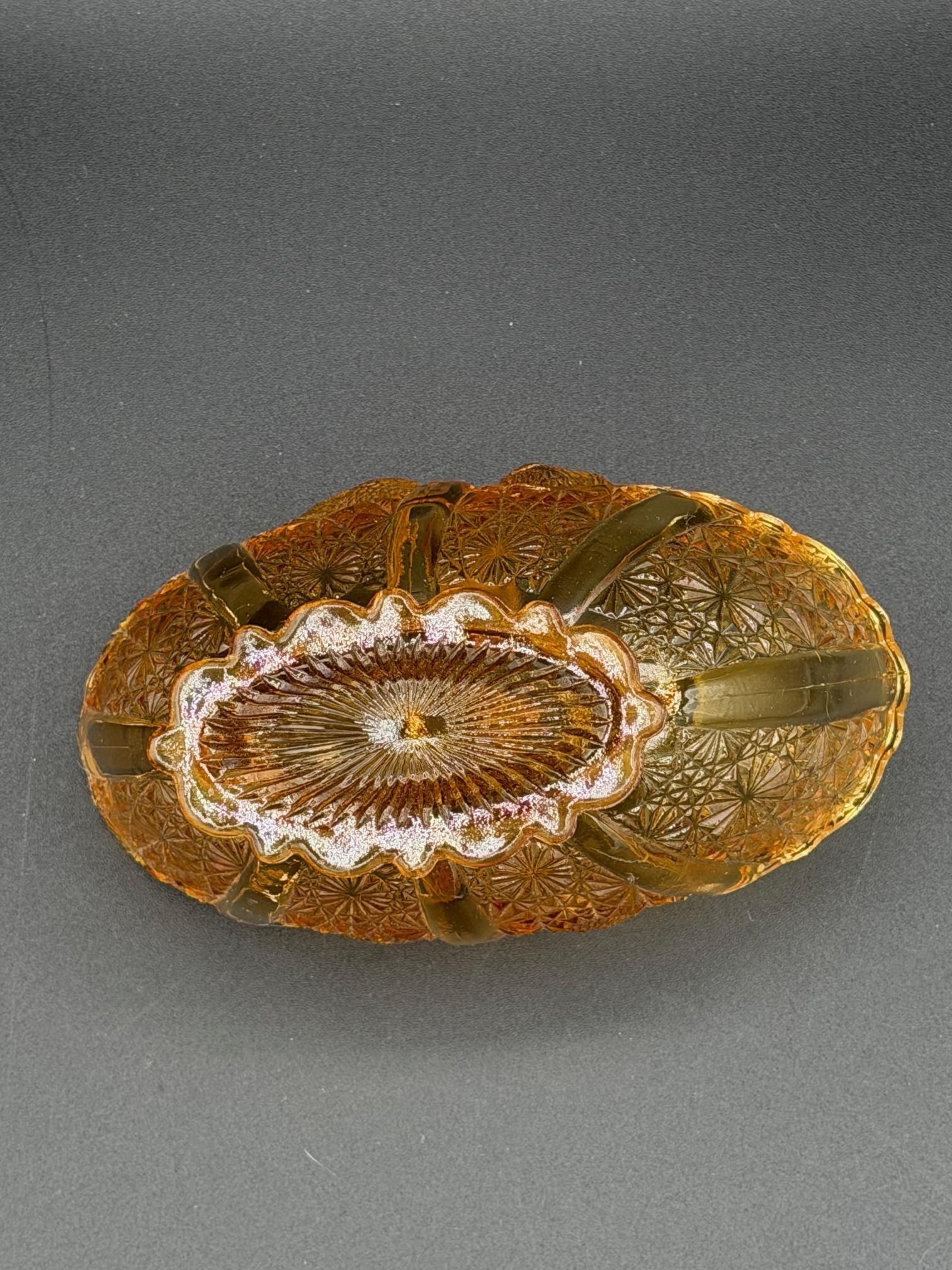 Fenton Amber Daisy Button Glass Basket Dish - Etsy