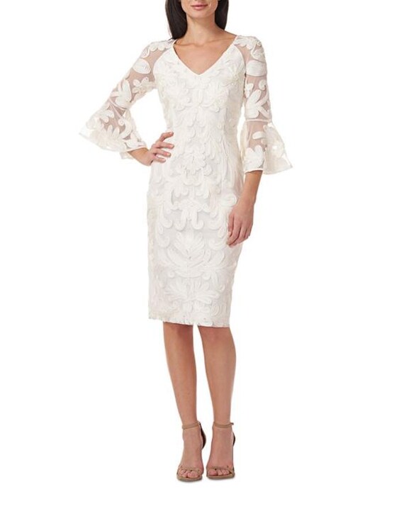 chinese dress ladies JS Collections Two-Tone Lace Embroidery Cocktail Dress Black/ Vanilla main image 0