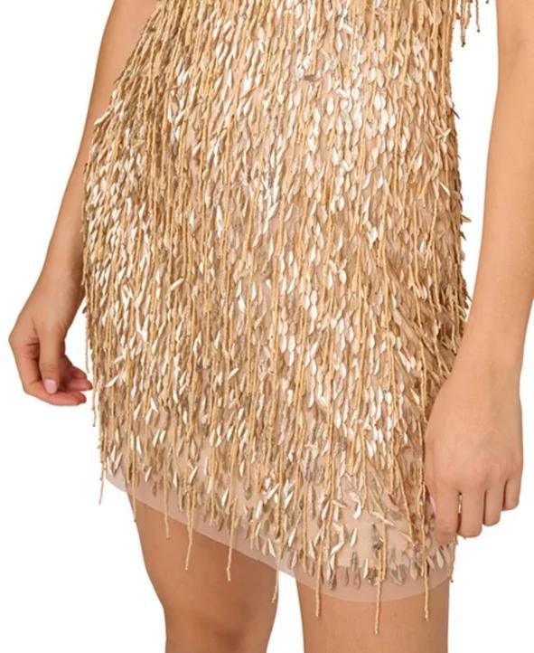 Liv Foster Gold Beaded Scoop Neck Mini Dress Size 6 - Etsy Israel