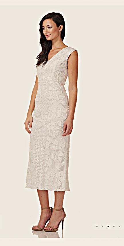 js collections soutache mesh sheath dress JS Collections Women's Lace Sheath Dress - Cloud Navy