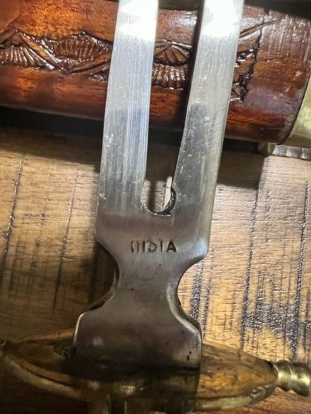 Vintage India Carving Knife & Fork in Cherry Wood Sheath Etsy