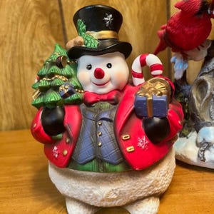Snowman Trinket Dish with Lid