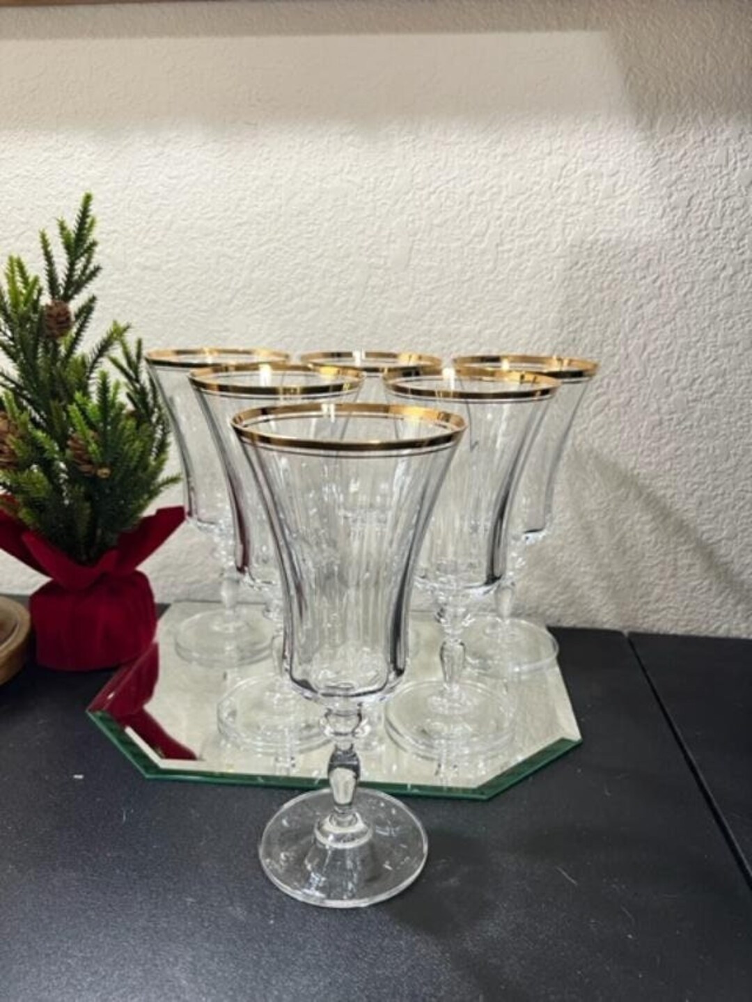 Mikasa Jamestown Clear With Gold Iced Tea Goblets Etsy