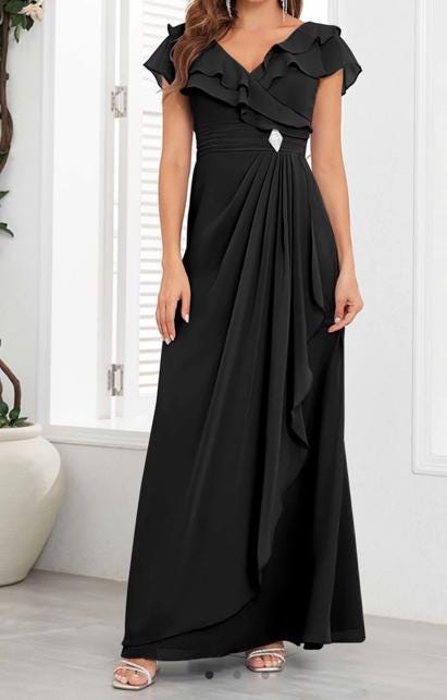 Hy V-Neck Chiffon Mother of the Bride/Groom Dress Size 16W NWOT