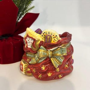 Fitz & Floyd Christmas Candy Lane Toy Bag Candle Holder