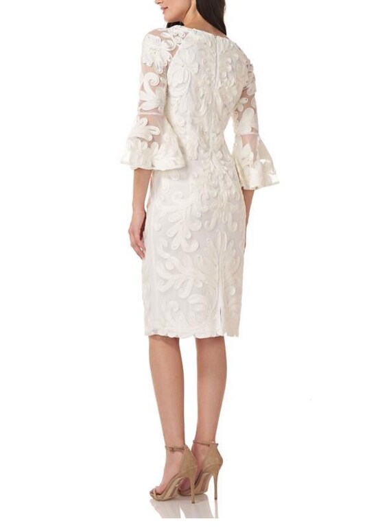 JS Collections White Bell Sleeve Soutache Cocktail Dress Size 4 JS Collections White Bell Sleeve Soutache Cocktail Dress Size 4