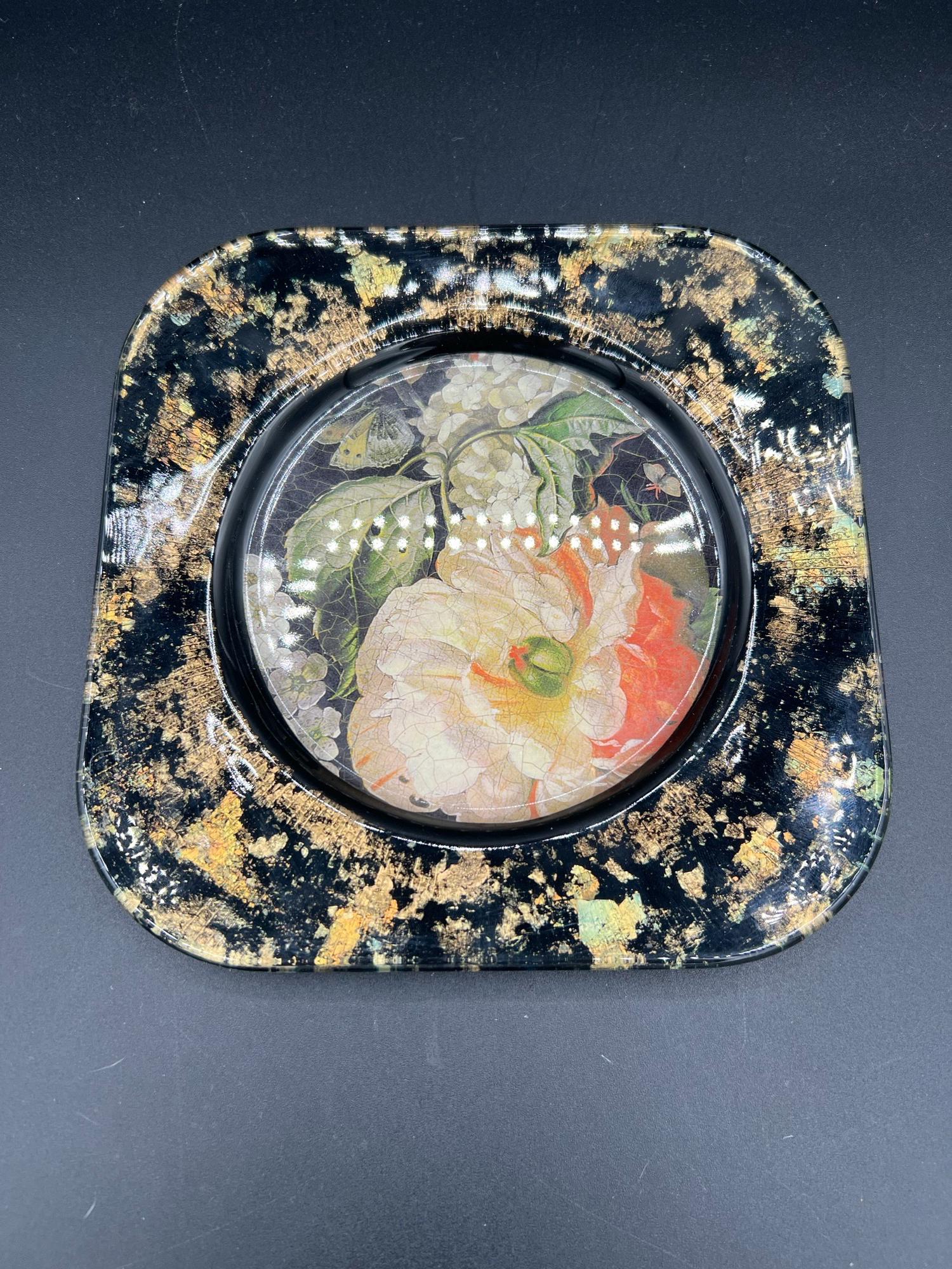 Vintage Lesley Roy Reverse Glass Art Hand Painted Plate - Etsy