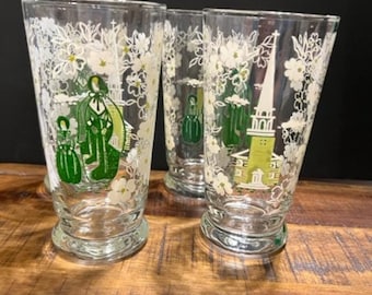 Vasos vintage de té helado Libbey Americana de la década de 1940