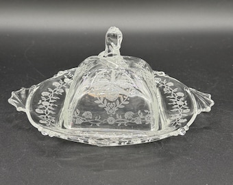 Mantequera cuadrada con tapa Heisey Orchid