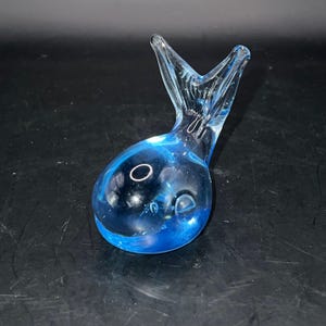 Blue Art Glass Whale Figurine