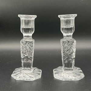 Vintage Crystal Taper Candlestick Holders
